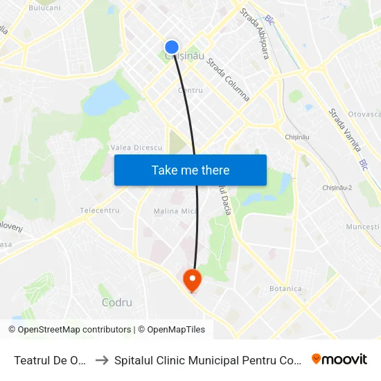 Teatrul De Operă Și Balet to Spitalul Clinic Municipal Pentru Copii Nr. 3 „Valentin Ignatenco” map
