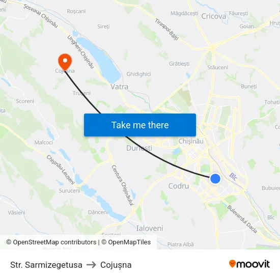 Str. Sarmizegetusa to Cojușna map