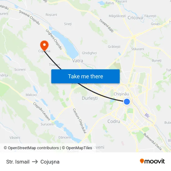 Str. Ismail to Cojușna map