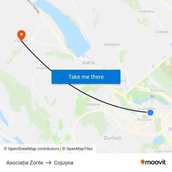 Asociația Zorile to Cojușna map