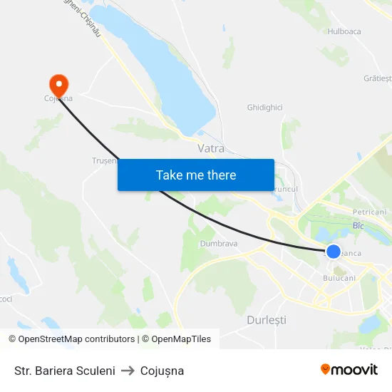 Str. Bariera Sculeni to Cojușna map