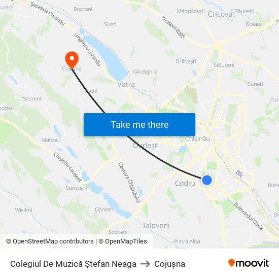 Colegiul De Muzică Ștefan Neaga to Cojușna map