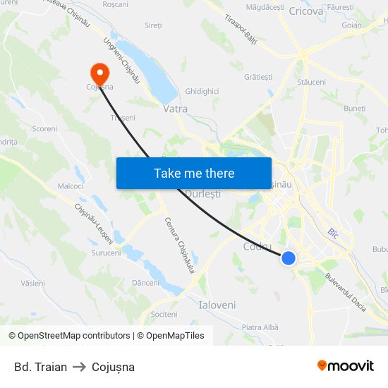 Bd. Traian to Cojușna map
