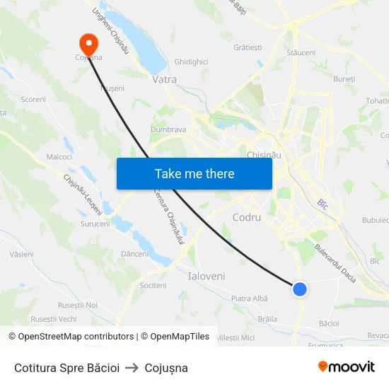 Cotitura Spre Băcioi to Cojușna map