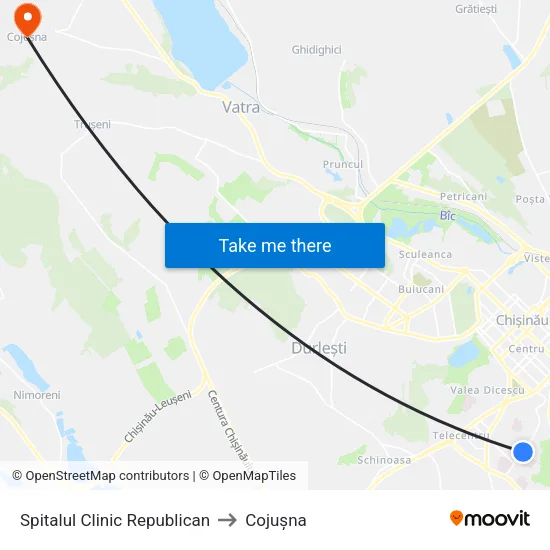 Spitalul Clinic Republican to Cojușna map