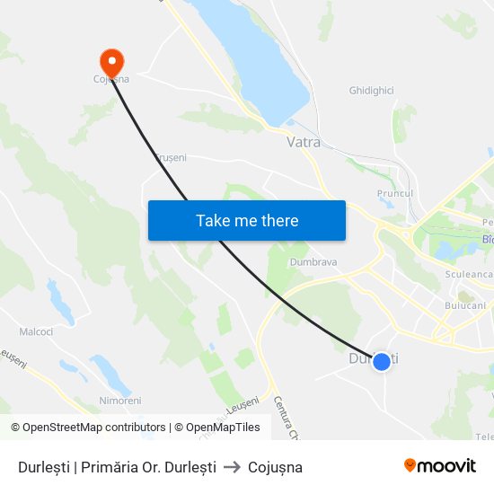 Durlești | Primăria Or. Durlești to Cojușna map