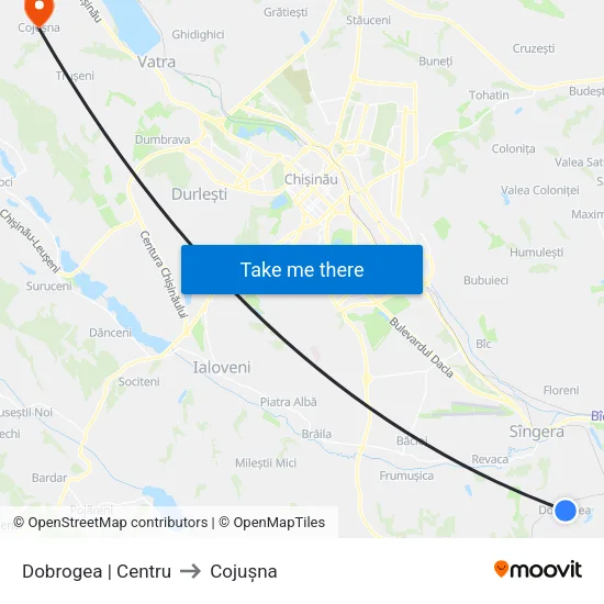 Dobrogea | Centru to Cojușna map