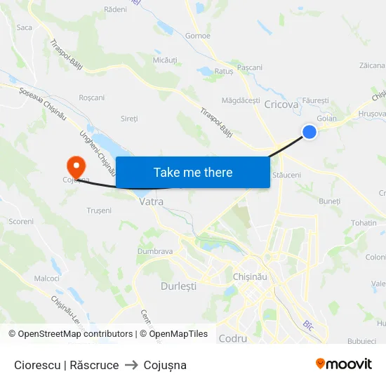 Ciorescu | Răscruce to Cojușna map