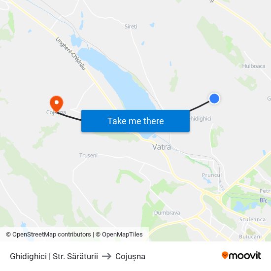 Ghidighici | Str. Sărăturii to Cojușna map