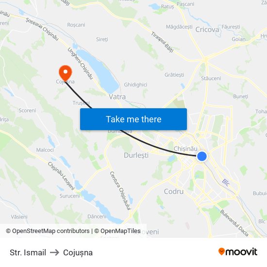 Str. Ismail to Cojușna map