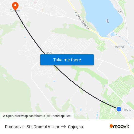 Dumbrava | Str. Drumul Vilelor to Cojușna map