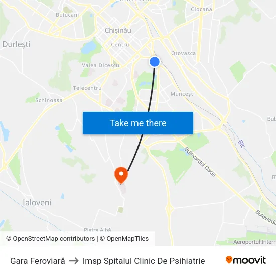 Gara Feroviară to Imsp Spitalul Clinic De Psihiatrie map