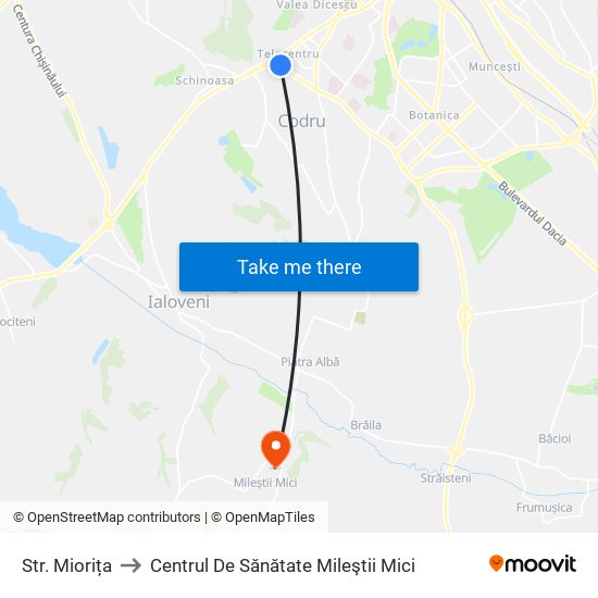 Str. Miorița to Centrul De Sănătate Mileştii Mici map