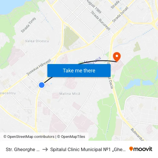 Str. Gheorghe Asachi to Spitalul Clinic Municipal №1 „Gheorghe Paladi” map