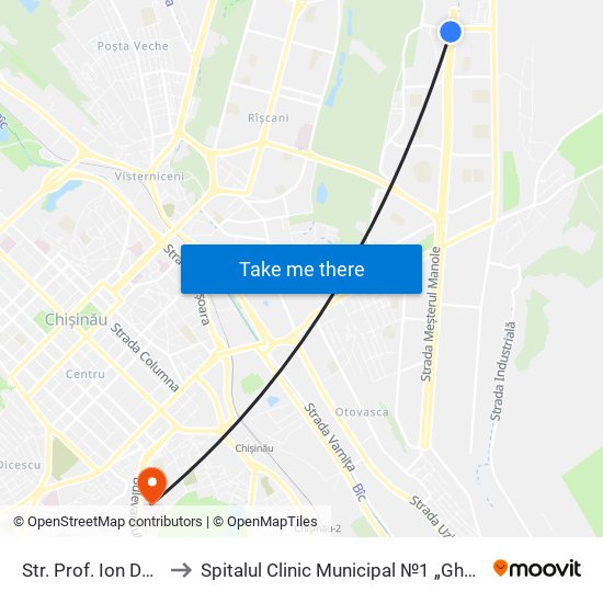 Str. Prof. Ion Dumeniuc to Spitalul Clinic Municipal №1 „Gheorghe Paladi” map