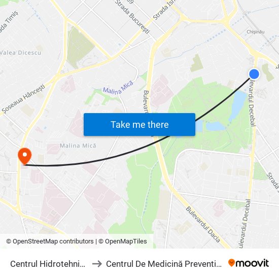 Centrul Hidrotehnica to Centrul De Medicină Preventivă map