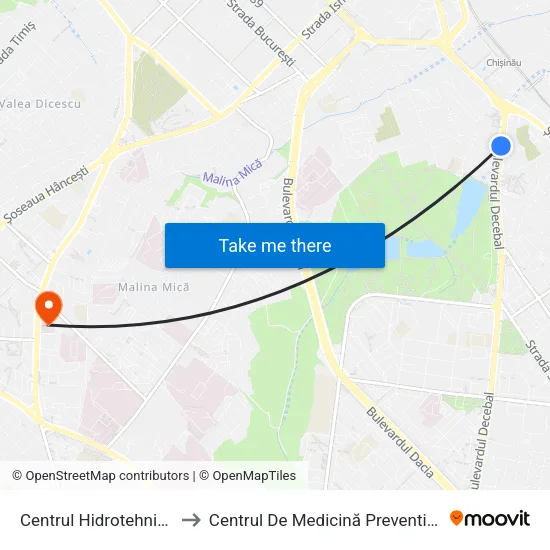Centrul Hidrotehnica to Centrul De Medicină Preventivă map