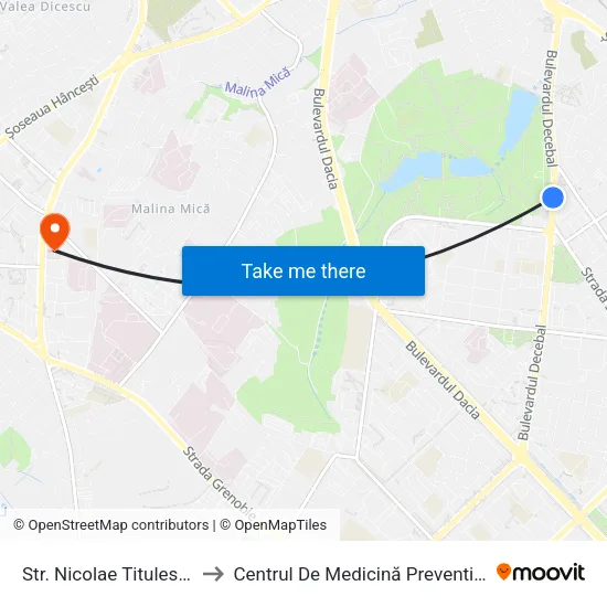 Str. Nicolae Titulescu to Centrul De Medicină Preventivă map