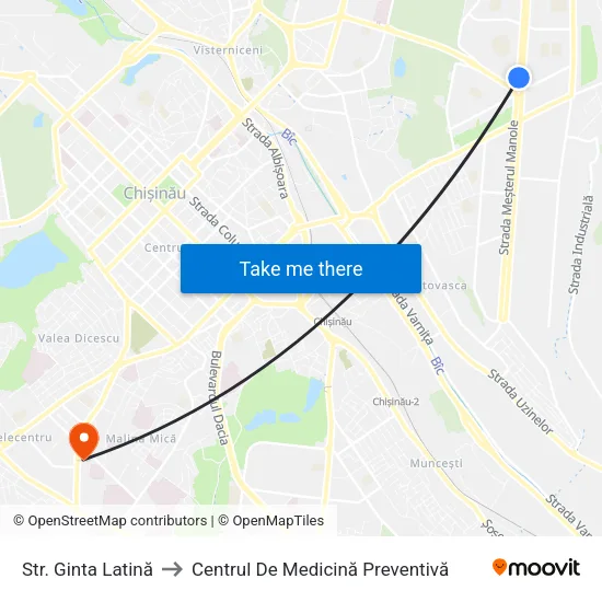 Str. Ginta Latină to Centrul De Medicină Preventivă map