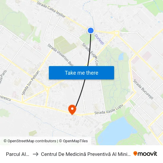 Parcul Alunelul to Centrul De Medicină Preventivă Al Ministerului Apărării map