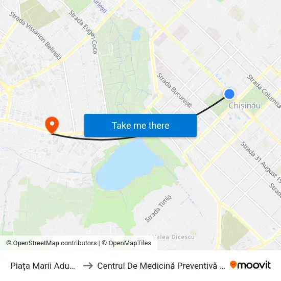 Piața Marii Adunări Naționale to Centrul De Medicină Preventivă Al Ministerului Apărării map