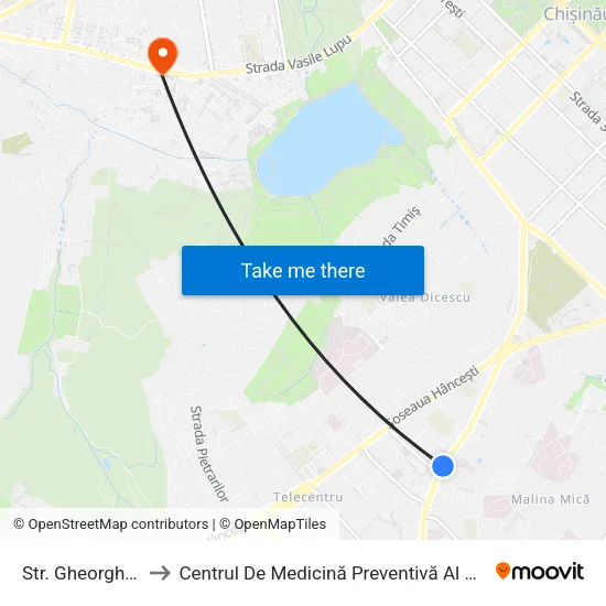 Str. Gheorghe Asachi to Centrul De Medicină Preventivă Al Ministerului Apărării map