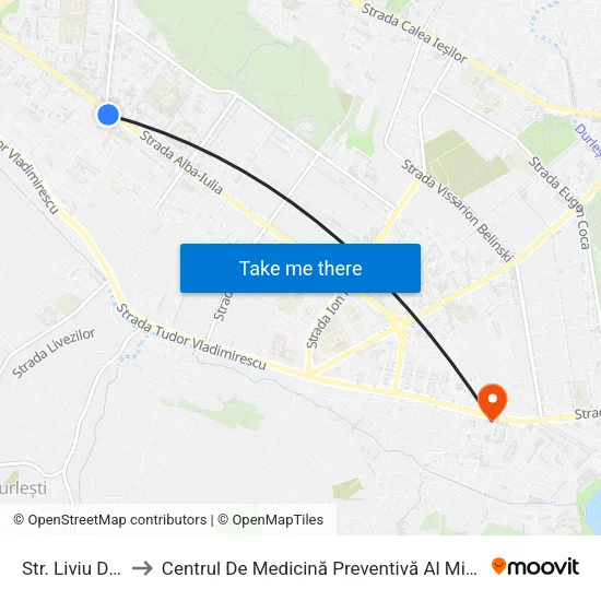 Str. Liviu Deleanu to Centrul De Medicină Preventivă Al Ministerului Apărării map