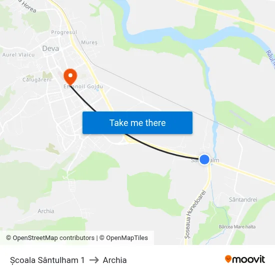 Școala Sântulham 1 to Archia map