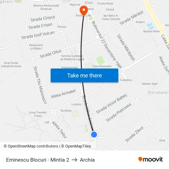 Eminescu Blocuri - Mintia 2 to Archia map