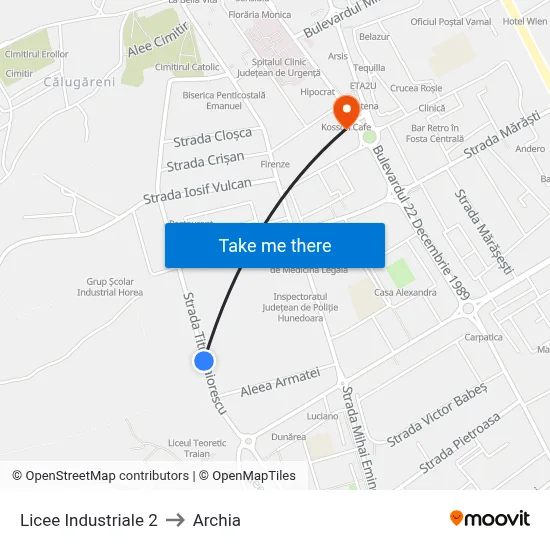 Licee Industriale 2 to Archia map
