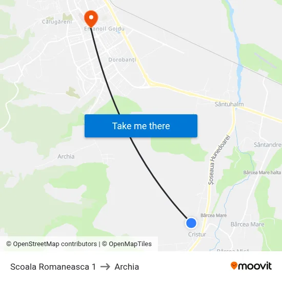 Scoala Romaneasca 1 to Archia map