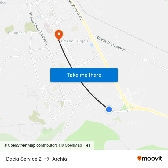 Dacia Service 2 to Archia map