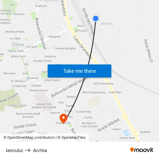 Iancului to Archia map
