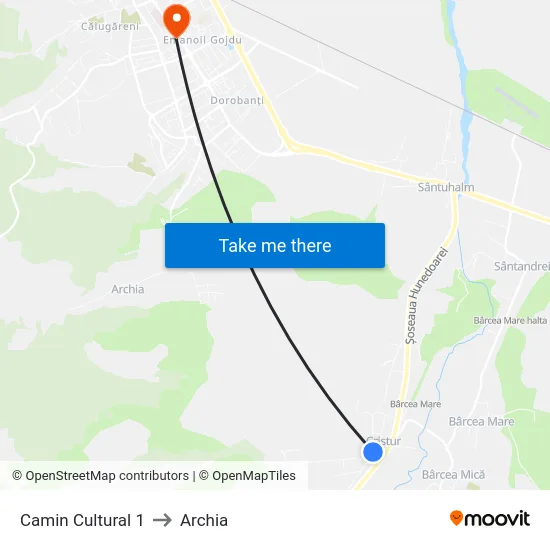 Camin Cultural 1 to Archia map