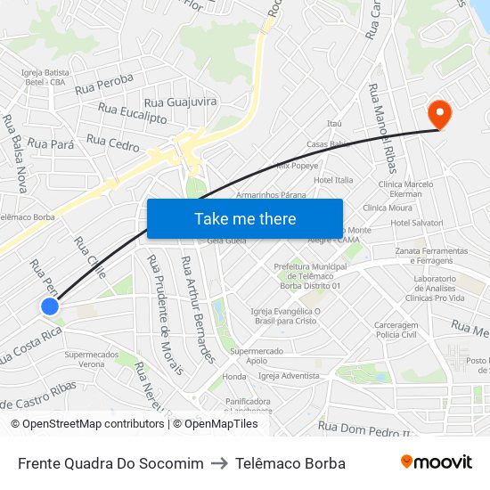 Frente Quadra Do Socomim to Telêmaco Borba map