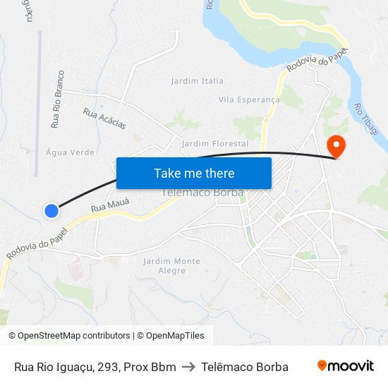 Rua Rio Iguaçu, 293, Prox Bbm to Telêmaco Borba map