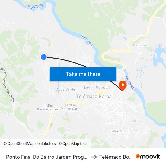 Ponto Final Do Bairro Jardim Progresso to Telêmaco Borba map