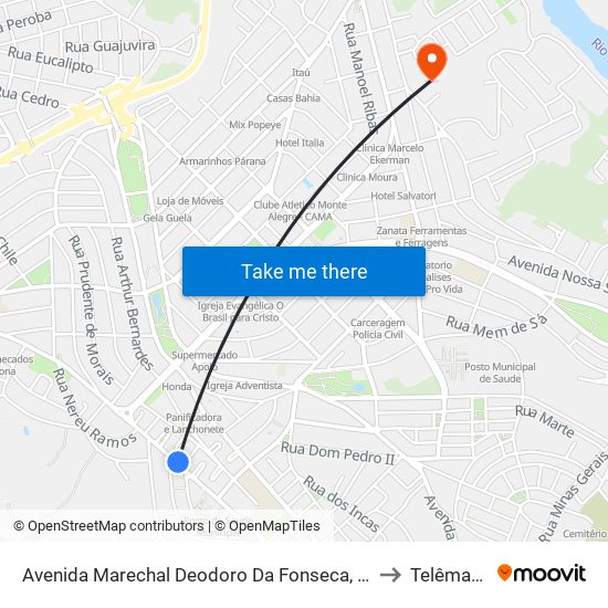 Avenida Marechal Deodoro Da Fonseca, Prox Rua Ponta Grossa E Bodega to Telêmaco Borba map