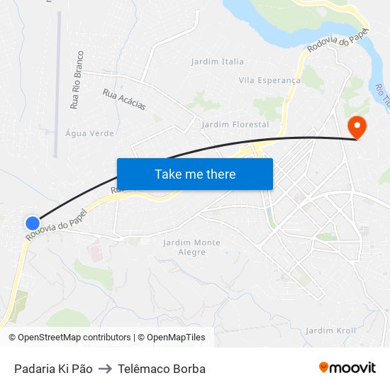 Padaria Ki Pão to Telêmaco Borba map