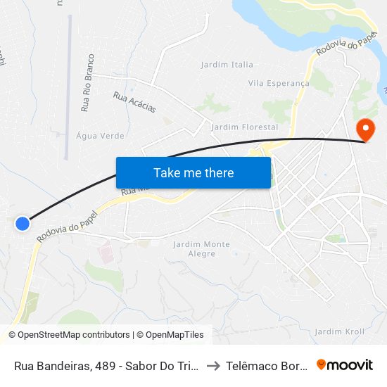 Rua Bandeiras, 489 - Sabor Do Trigo to Telêmaco Borba map