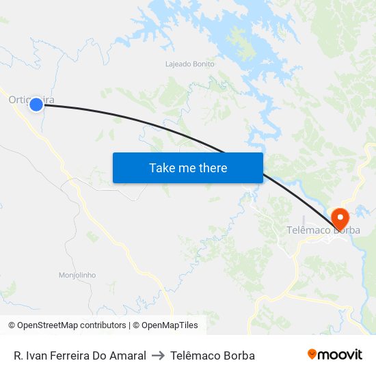 R. Ivan Ferreira Do Amaral to Telêmaco Borba map