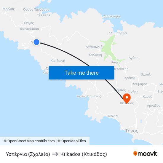 Υστέρνια (Σχολείο) to Ktikados (Κτικάδος) map