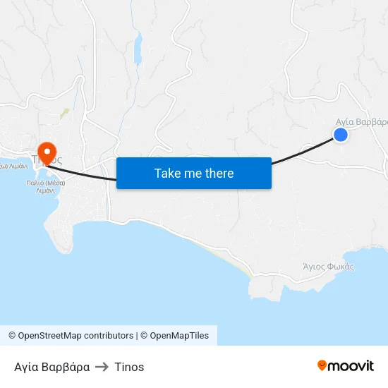 Agia Varvara to Tinos map