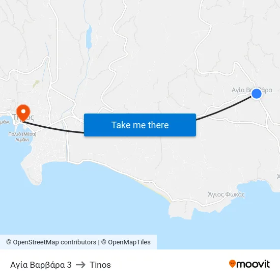 Αγία Βαρβάρα 3 to Tinos map