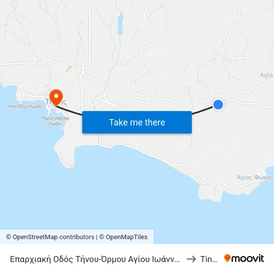 Επαρχιακή Οδός Τήνου-Όρμου Αγίου Ιωάννης, 9 to Tinos map