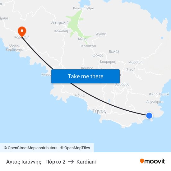 Άγιος Ιωάννης - Πόρτο 2 to Kardianí map