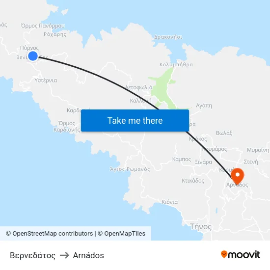 Vernedatos to Arnados map