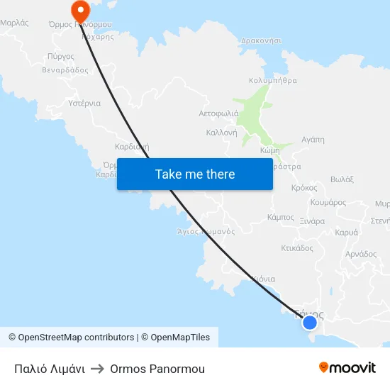 Παλιό Λιμάνι to Ormos Panormou map