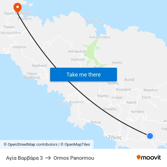 Αγία Βαρβάρα 3 to Ormos Panormou map