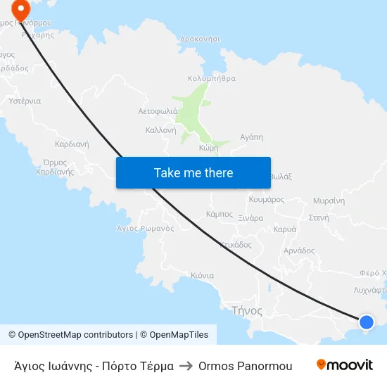 Άγιος Ιωάννης - Πόρτο Τέρμα to Ormos Panormou map